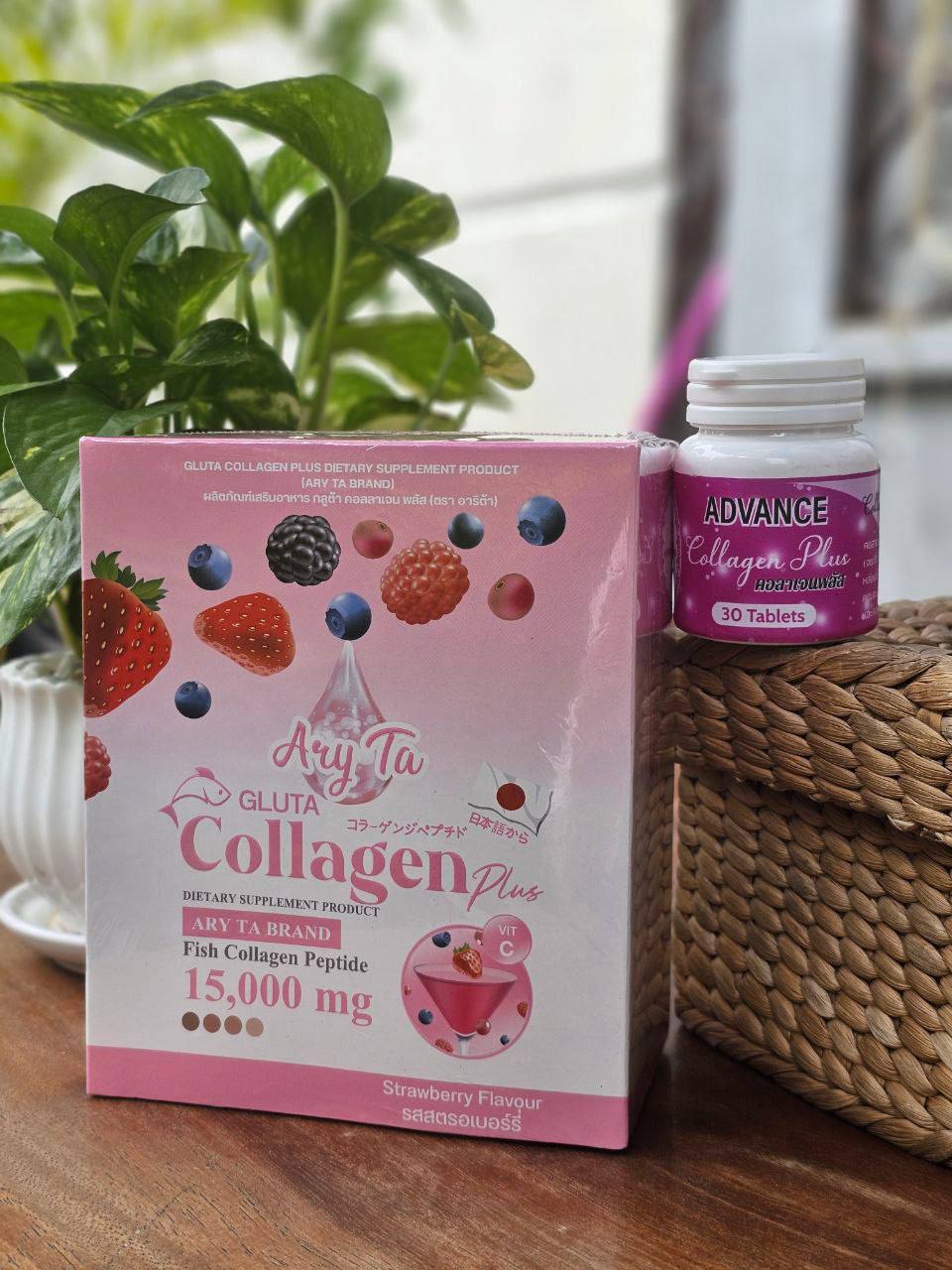 ឈុត Collagen(គ្រាប់ និងម្ស៉ៅ)  ផឹក មួយថ្ងៃ ២ដង ជំនួយអោយស្បែក ស ភ្លឺថ្លា